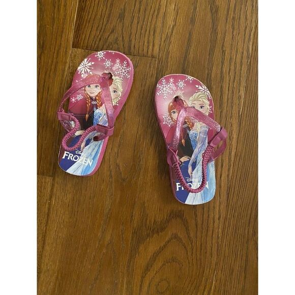 Frozen girls pink glittery flip flops - Picture 1 of 12